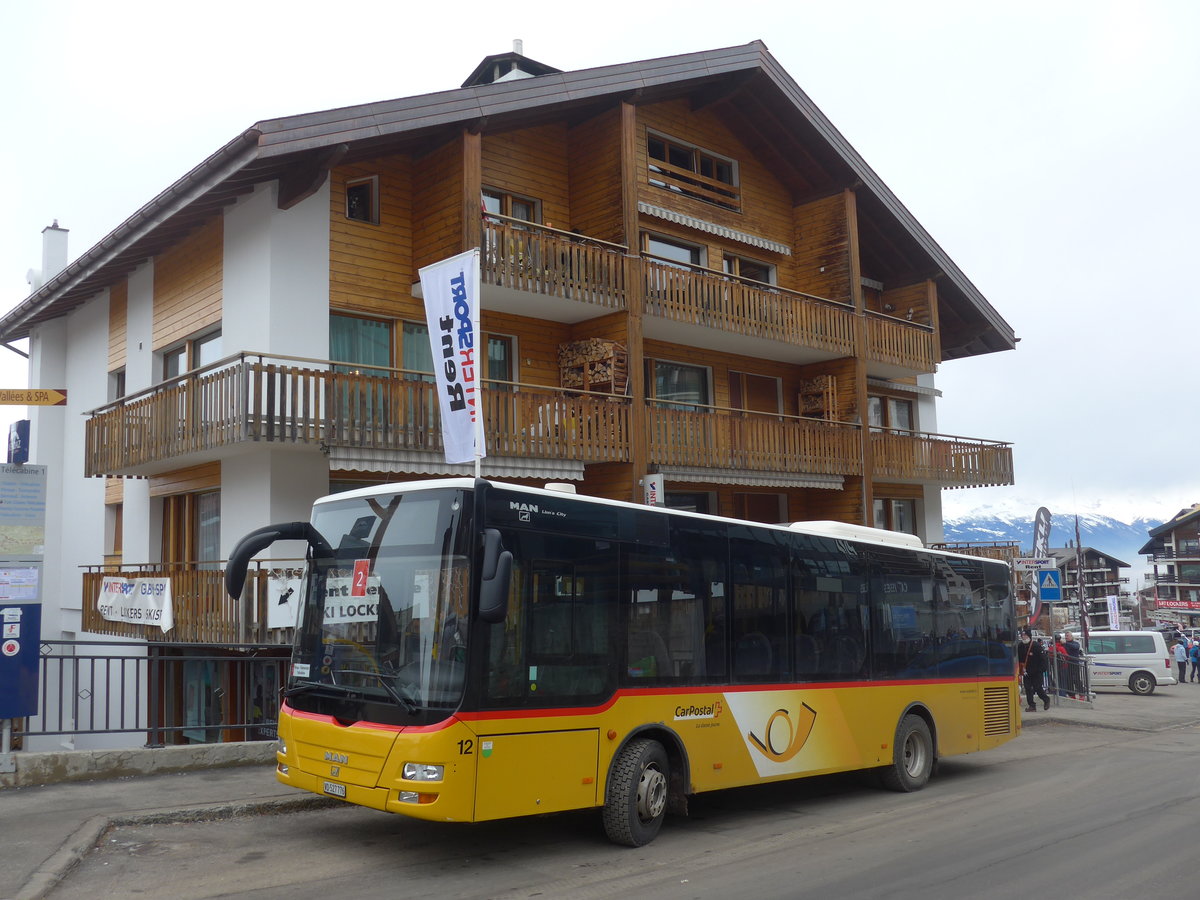 (200'347) - MOB Montreux - Nr. 12/VD 527'776 - MAN/Gppel am 30. Dezember 2018 in Haute-Nendaz, Tlcabine (Einsatz Lathion)