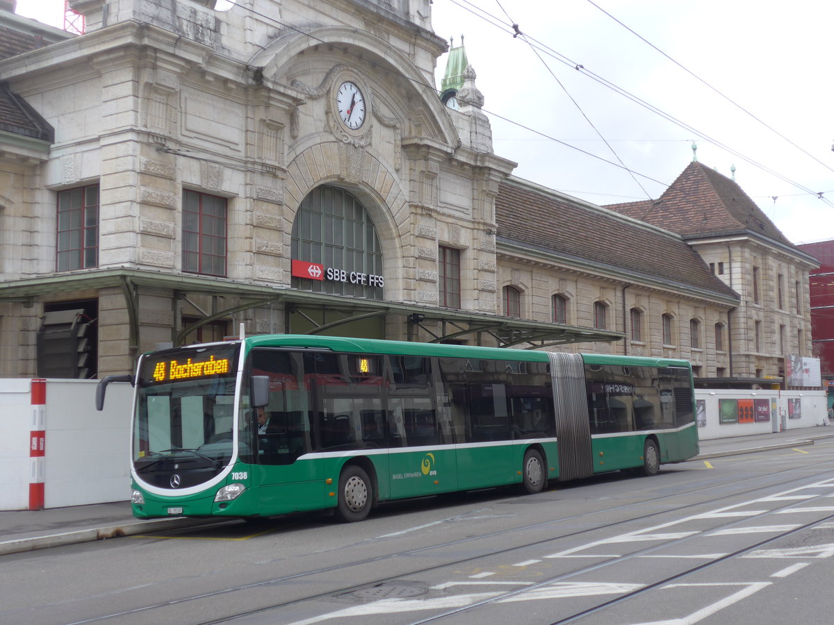 (201'488) - BVB Basel - Nr. 7038/BS 99'338 - Mercedes am 11. Februar 2019 beim Bahnhof Basel