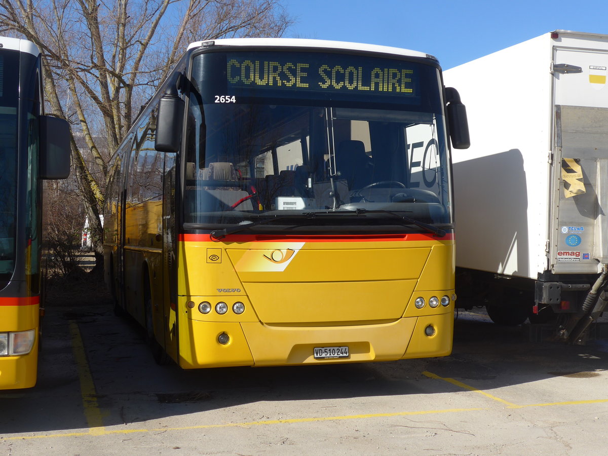 (201'616) - CarPostal Ouest - VD 510'244 - Volvo (ex P 25'165) am 16. Februar 2019 in Yverdon, Garage