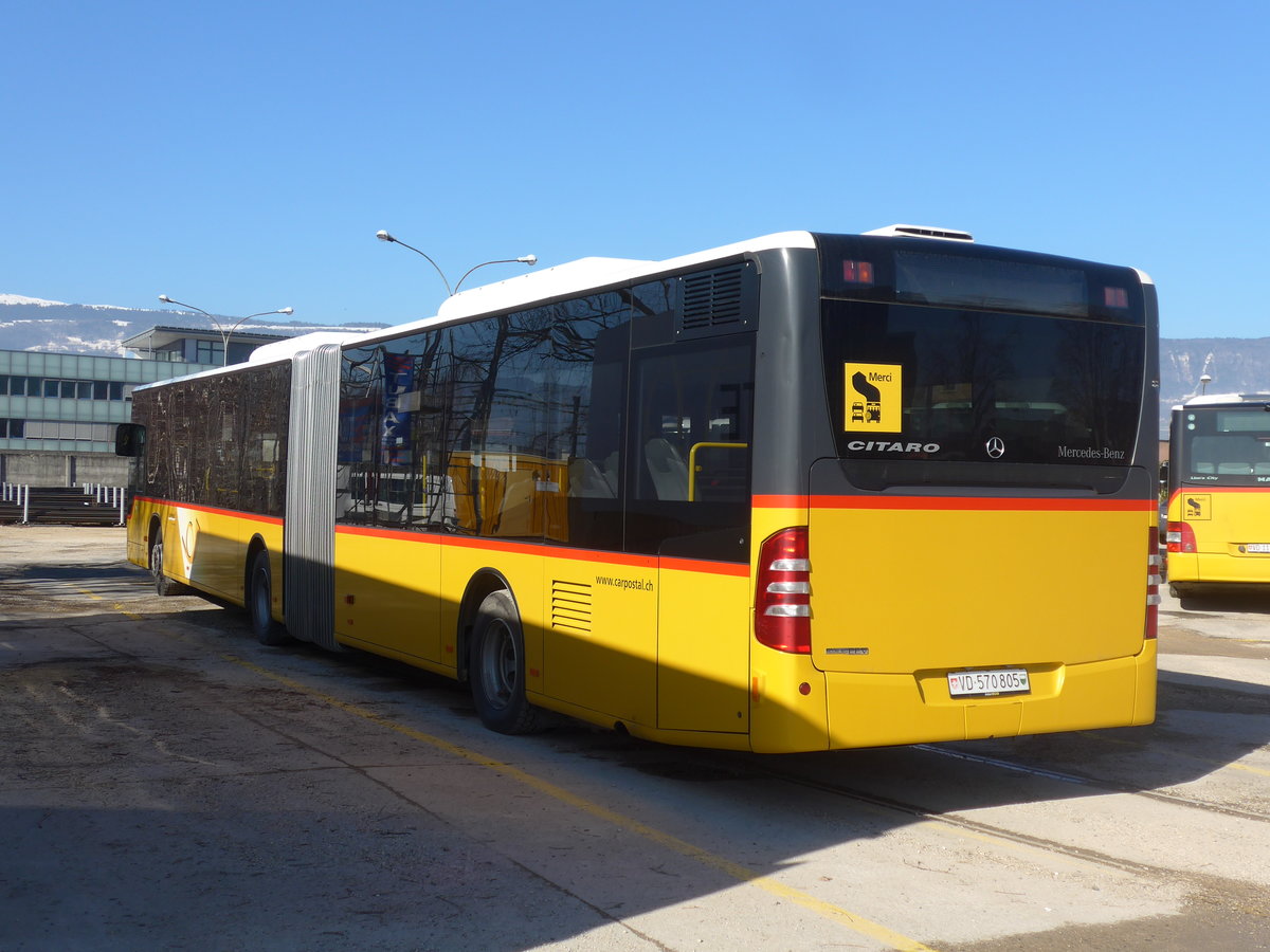 (201'617) - CarPostal Ouest - VD 570'805 - Mercedes (ex SAPJV, L'Isle Nr. 70) am 16. Februar 2019 in Yverdon, Garage