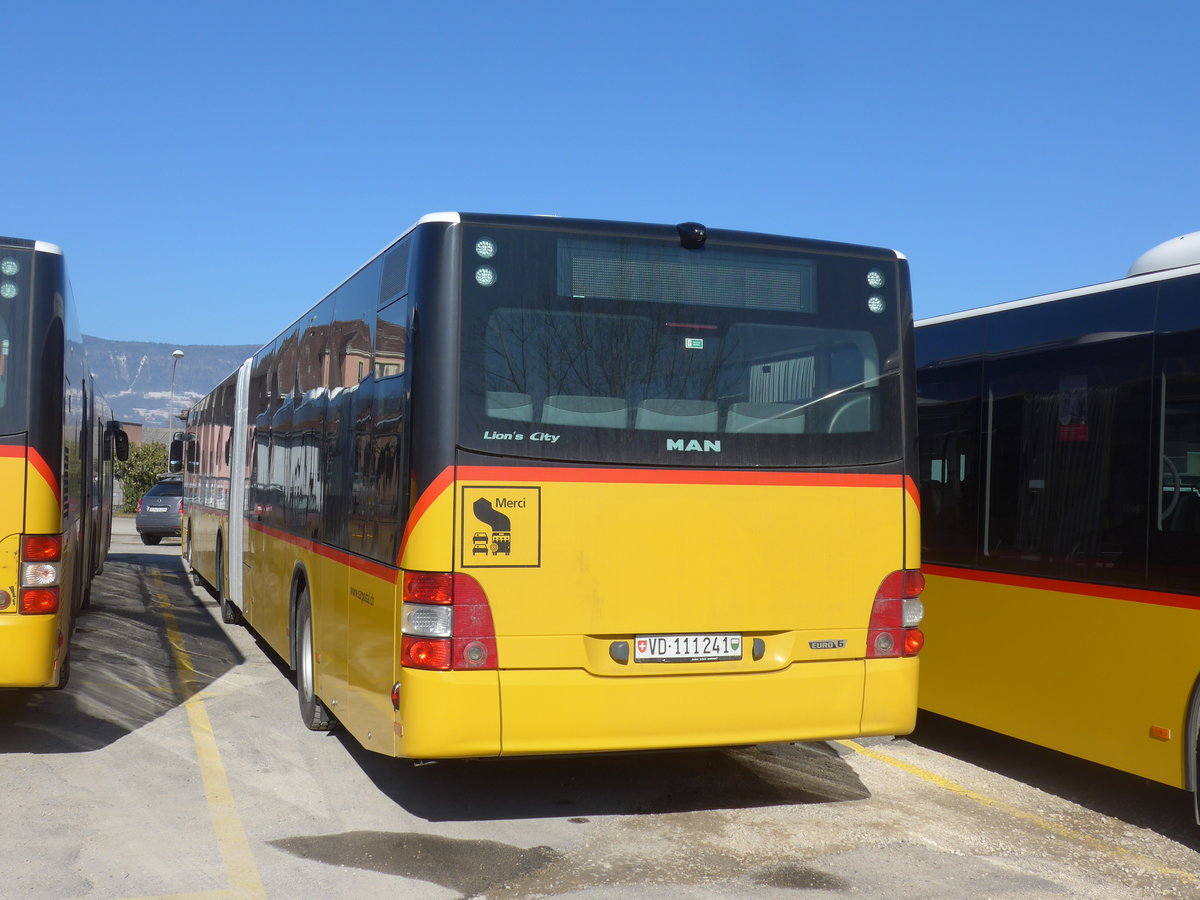 (201'622) - CarPostal Ouest - VD 111'241 - MAN am 16. Februar 2019 in Yverdon, Garage