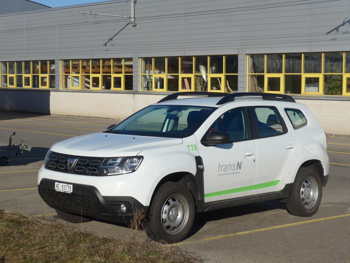 (201'660) - transN, La Chaux-de-Fonds - Nr. 778/NE 83'778 - Dacia am 16. Februar 2019 in Marin, Dpt