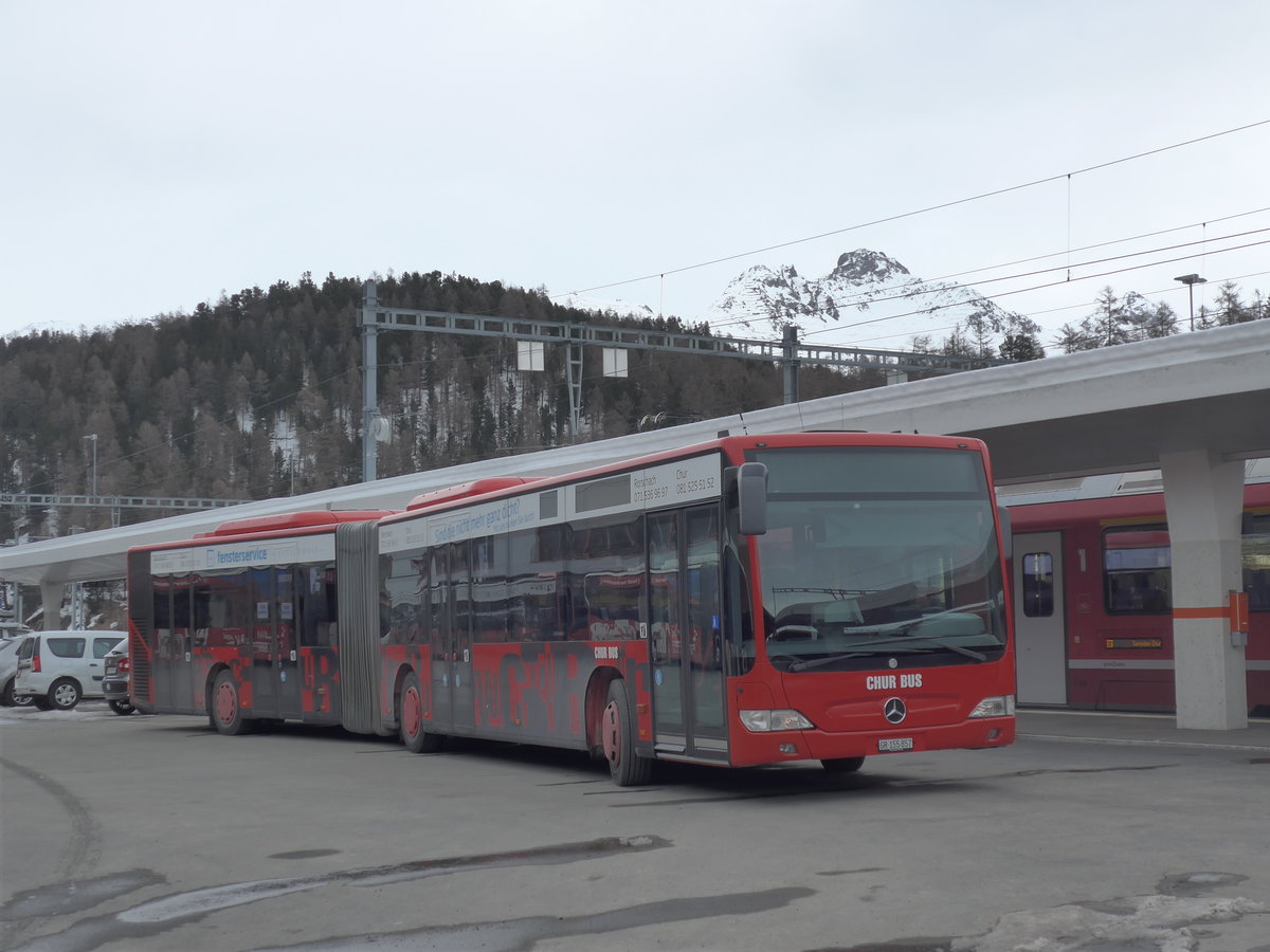 (202'113) - SBC Chur - Nr. 57/GR 155'857 - Mercedes (ex Nr. 76) am 10. Mrz 2019 beim Bahnhof St. Moritz