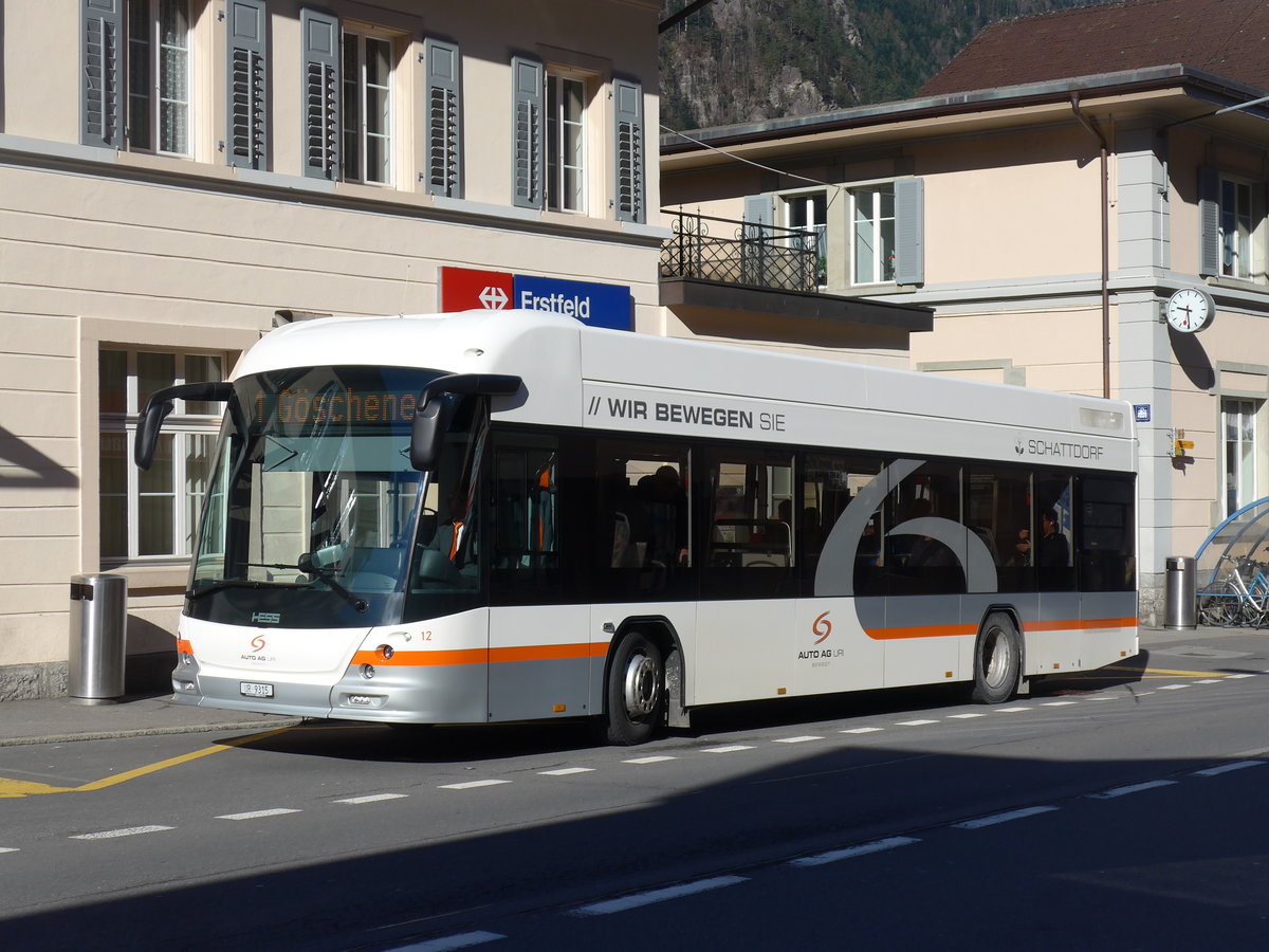 (202'521) - AAGU Altdorf - Nr. 12/UR 9315 - Hess am 19. Mrz 2019 beim Bahnhof Erstfeld