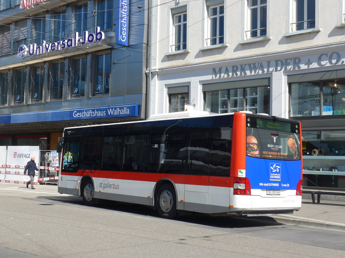 (202'687) - St. Gallerbus, St. Gallen - Nr. 264/SG 198'264 - MAN am 21. Mrz 2019 beim Bahnhof St. Gallen