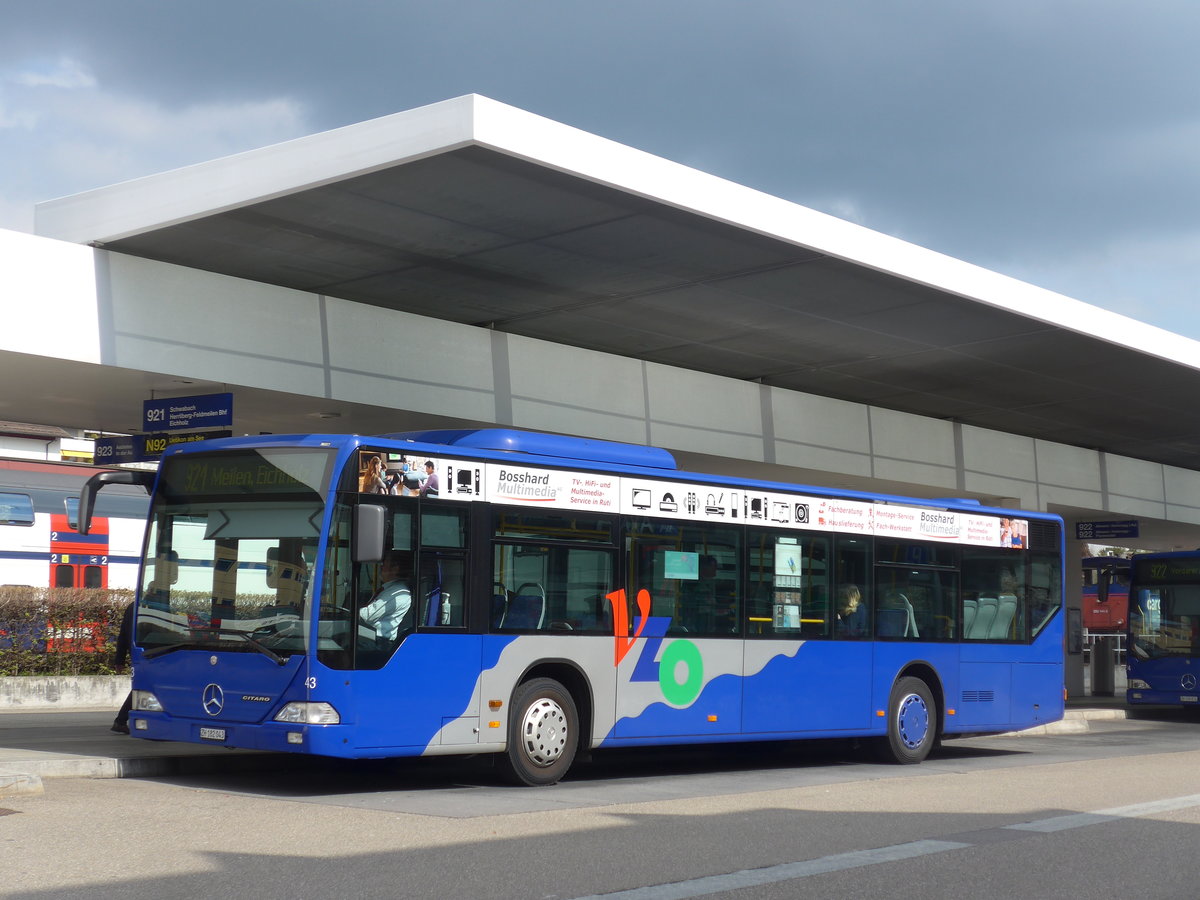 (203'538) - VZO Grningen - Nr. 43/ZH 182'043 - Mercedes am 7. April 2019 beim Bahnhof Meilen