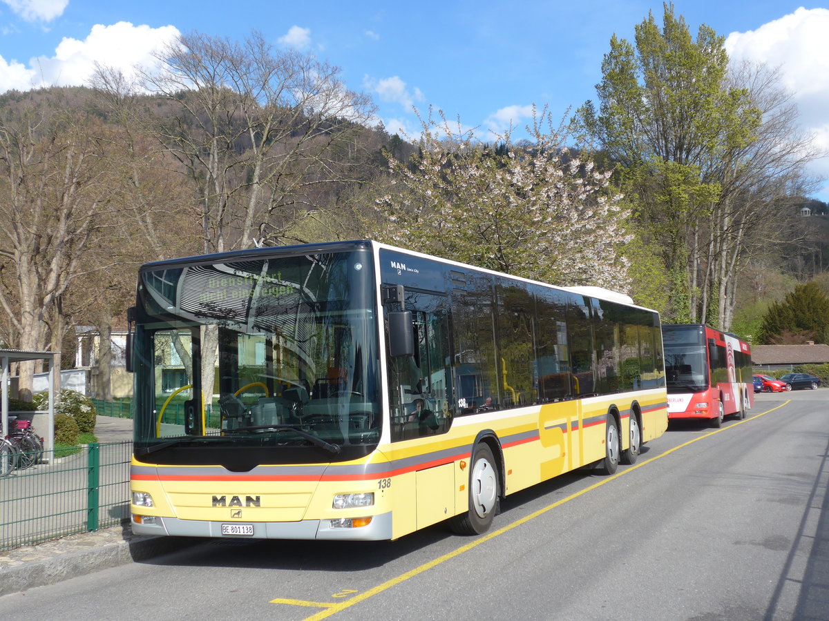 (203'797) - STI Thun - Nr. 138/BE 801'138 - MAN am 18. April 2019 bei der Schifflndte Thun