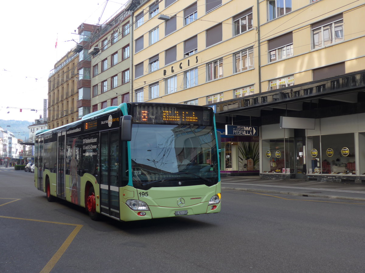 (203'875) - VB Biel - Nr. 195/BE 821'195 - Mercedes am 22. April 2019 beim Bahnhof Biel