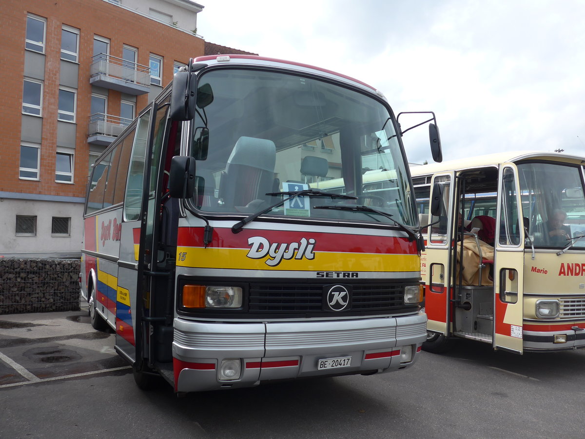 (204'023) - Aus der Schweiz: Dysli, Bern - Nr. 15/BE 20'417 - Setra (ex Auto-Transports, La Cte-aux-Fes) am 26. April 2019 in Haguenau, Parkplatz