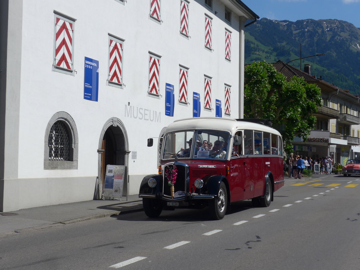 (206'070) - Bechter, Kriens - LU 82'380 - Saurer/Krapf (ex Mnch, D-Marienberg; ex Spirig, Widnau; ex RhV Altsttten Nr. 33; ex Thr, Eichberg) am 8. Juni 2019 in Sarnen, OiO