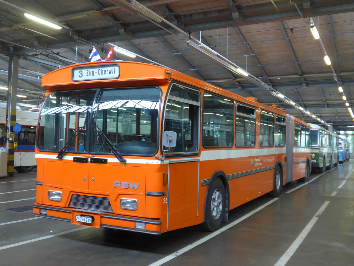 (206'514) - ZVB Zug (RWB) - Nr. 35/ZH 797'215 - FBW/Hess am 22. Juni 2019 in Luzern, Depot VBL