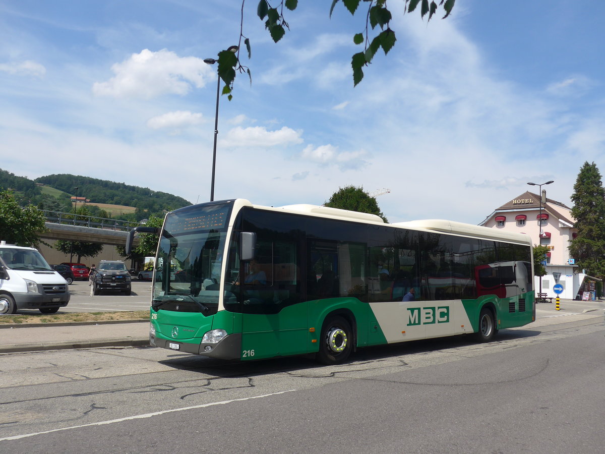 (208'110) - MBC Morges - Nr. 216/VD 1384 - Mercedes am 22. Juli 2019 beim Bahnhof Moudon