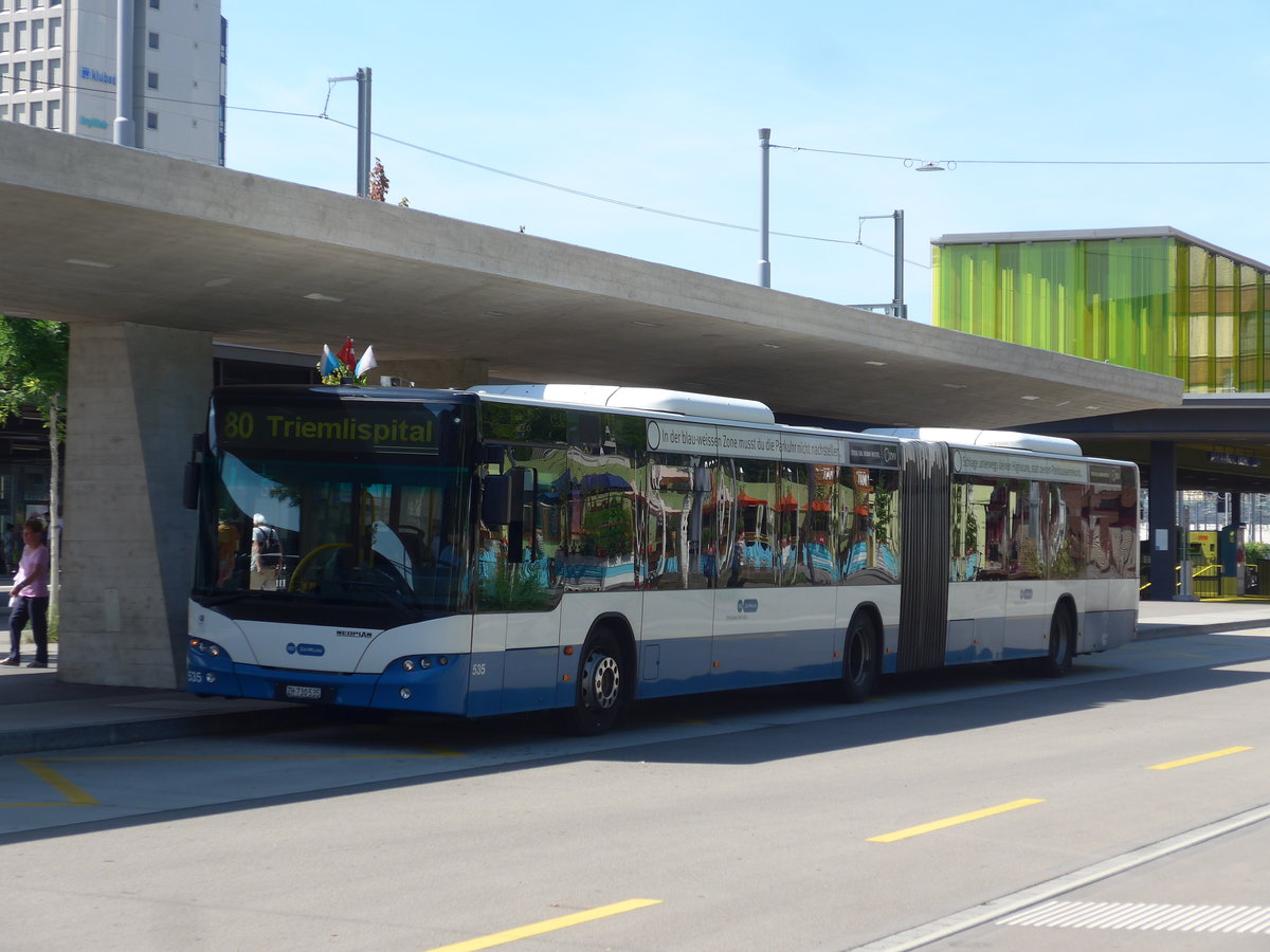 (208'248) - VBZ Zrich - Nr. 535/ZH 730'535 - Neoplan am 1. August 2019 beim Bahnhof Zrich-Oerlikon