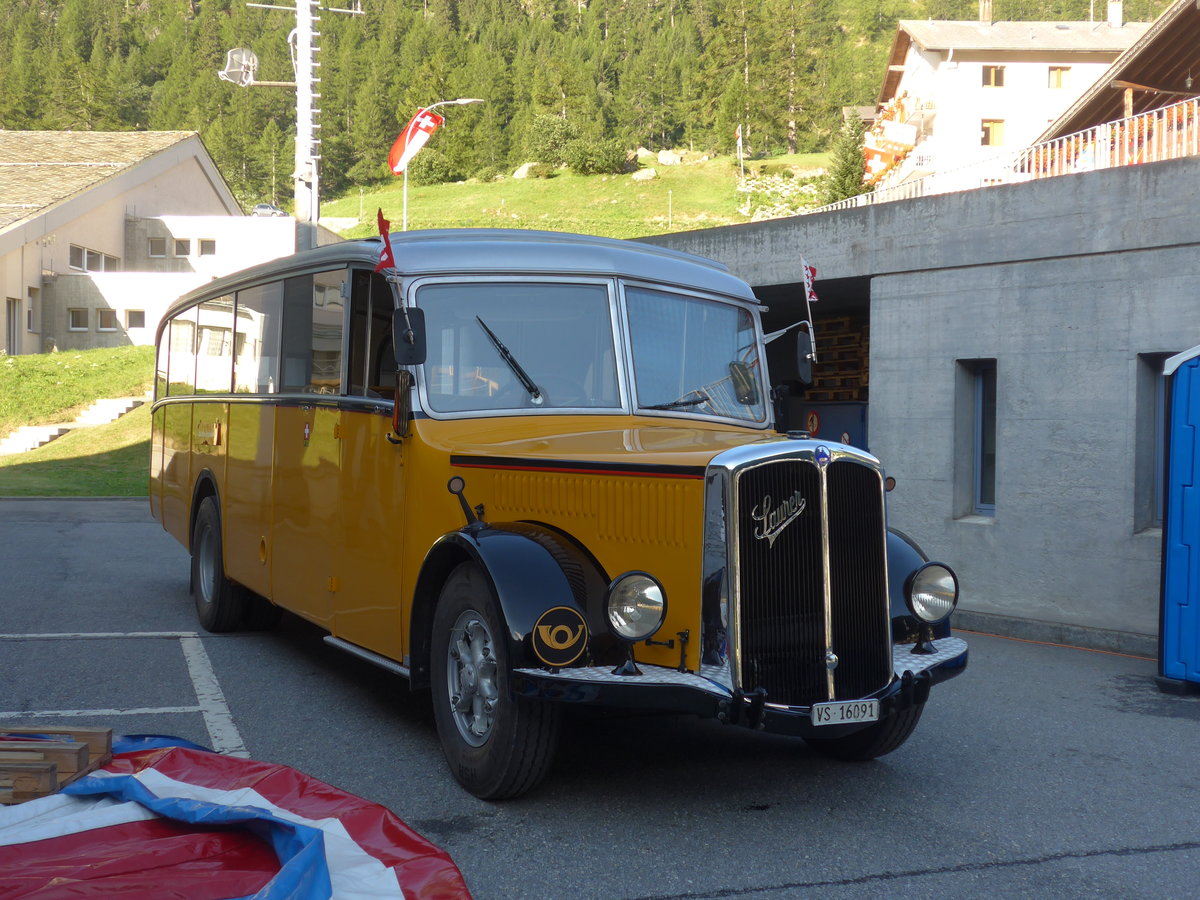 (208'277) - Bonnard, Ayer - VS 16'091 - Saurer/Hess (ex APN Genve; ex Baumgartner, Grenchen; ex P 23'009; ex P 2031) am 3. August 2019 in Simplon Dorf, Werkhof