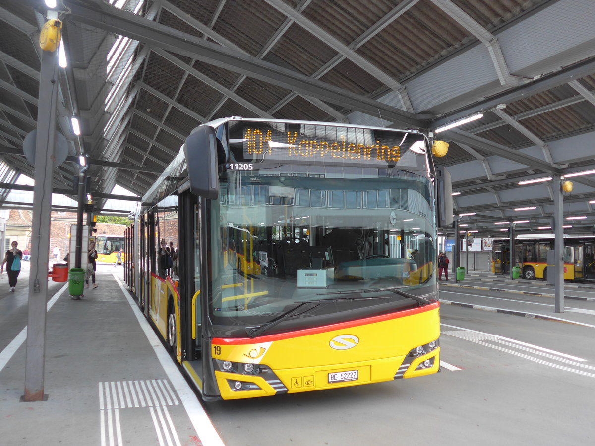 (208'601) - Steiner, Ortschwaben - Nr. 19/BE 52'222 - Solaris am 10. August 2019 in Bern, Postautostation