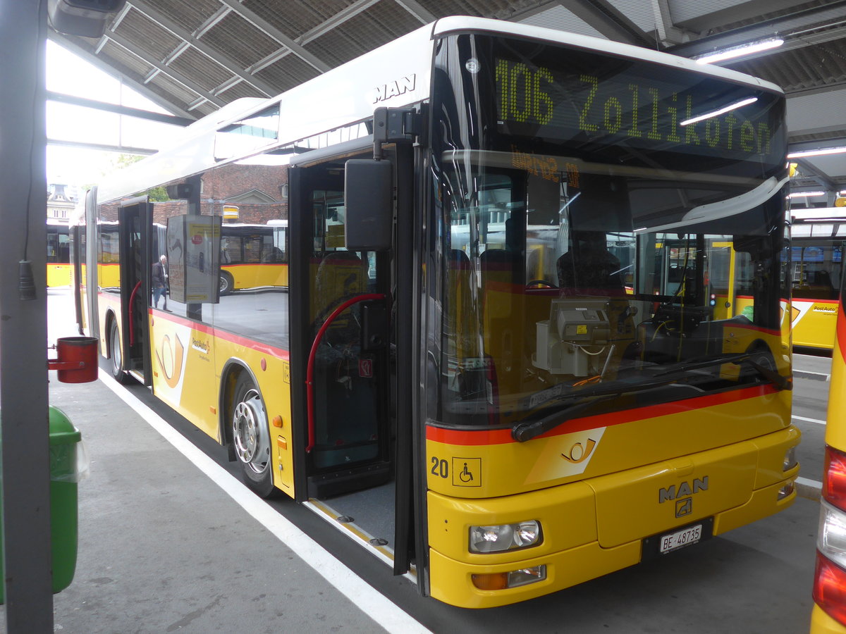 (209'310) - Steiner, Ortschwaben - Nr. 20/BE 48'735 - MAN (ex Nr. 10) am 5. September 2019 in Bern, Postautostation