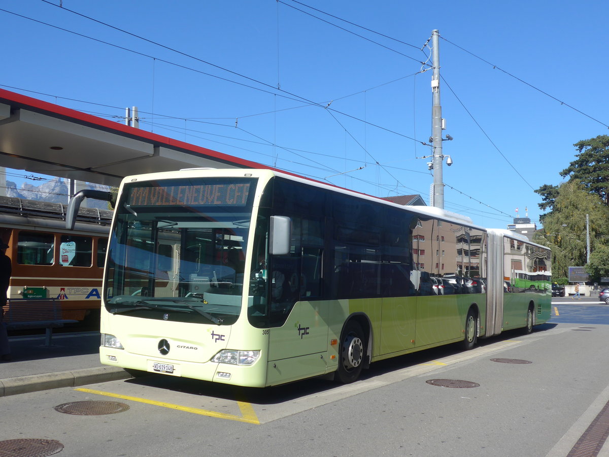 (210'303) - TPC Aigle - Nr. 305/VD 619'148 - Mercedes (ex Hrmann&Shne, D-Hamburg) am 14. Oktober 2019 beim Bahnhof Aigle