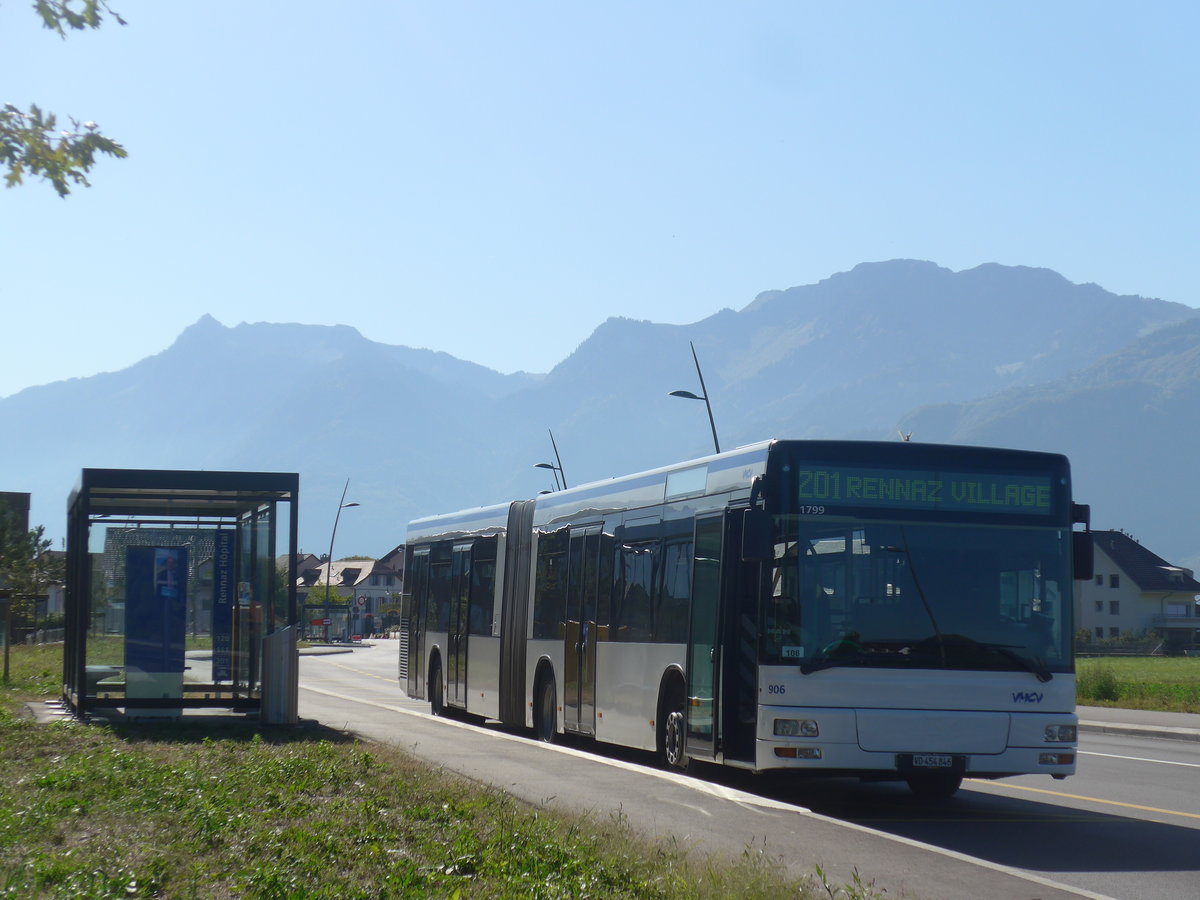 (210'320) - VMCV Clarens - Nr. 906/VD 454'846 - MAN (ex transN, La Chaux-de-Fonds Nr. 243; ex TN Neuchtel Nr. 243) am 14. Oktober 2019 in Rennaz, Hpital