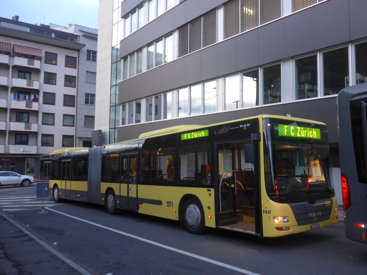 (210'734) - STI Thun - Nr. 140/BE 801'140 - MAN am 2. November 2019 in Thun, Rampenstrasse