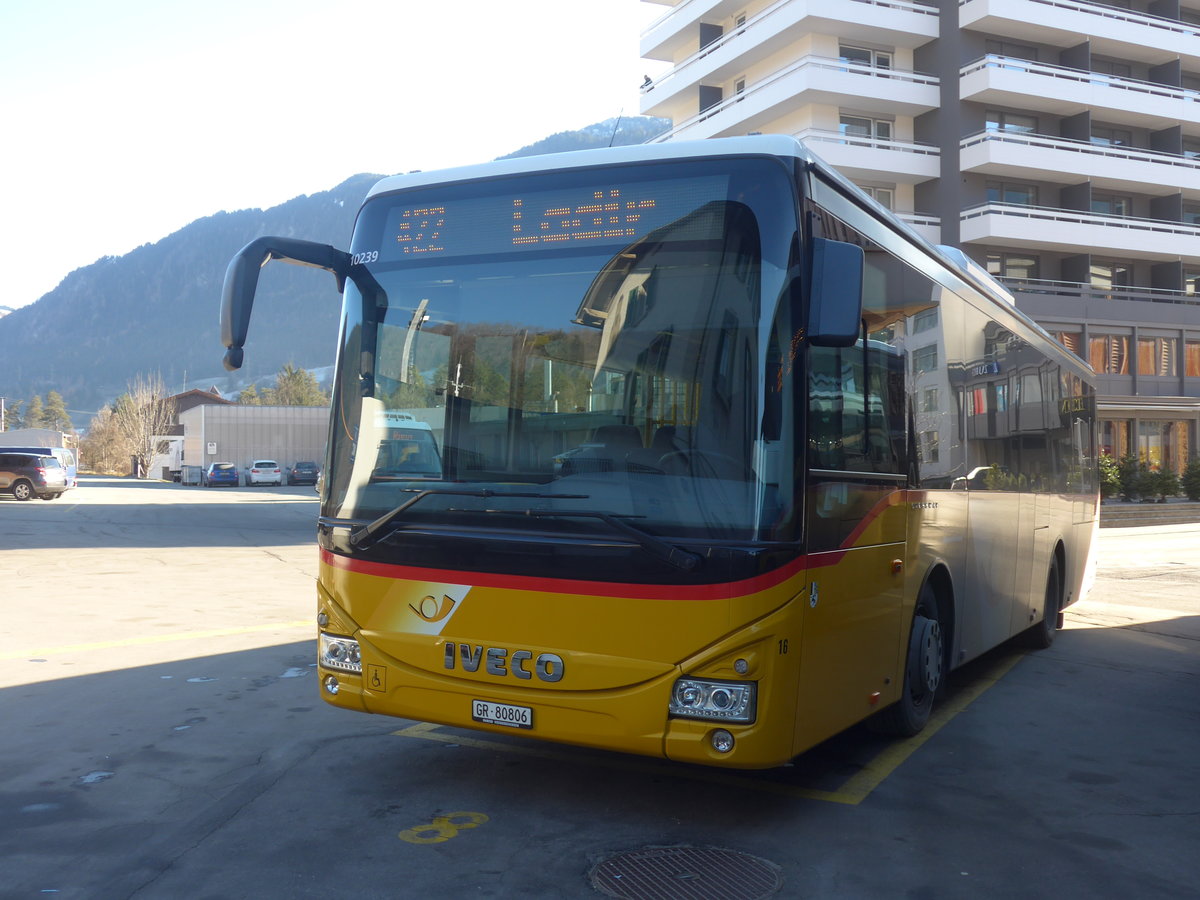 (212'610) - Fontana, Ilanz - Nr. 16/GR 80'806 - Iveco (ex Nr. 2) am 7. Dezember 2019 beim Bahnhof Ilanz