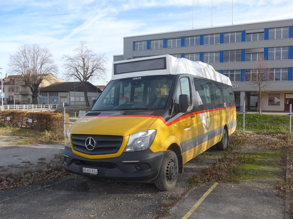 (212'776) - CarPostal Ouest - VD 603'814 - Mercedes am 8. Dezember 2019 in Yverdon, Garage