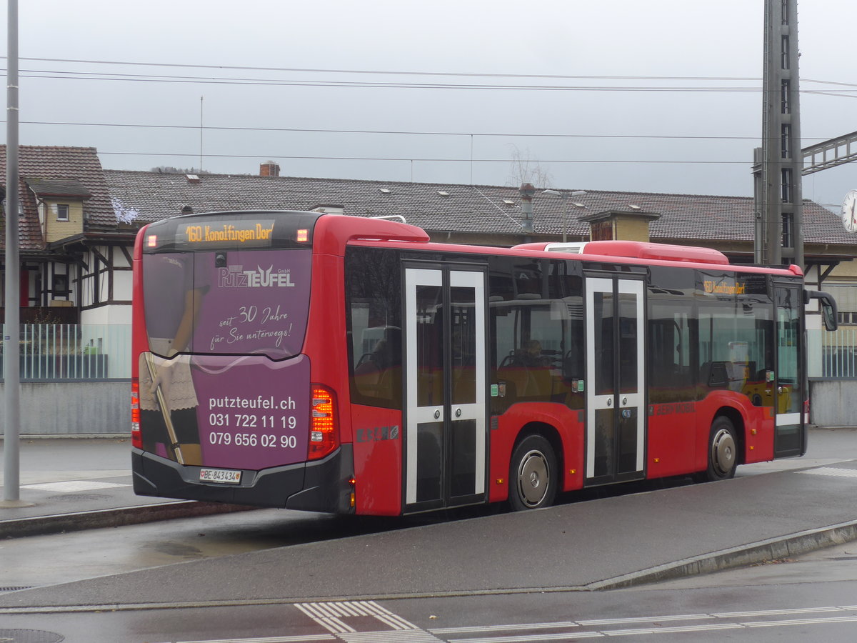 (212'859) - Bernmobil, Bern - Nr. 434/BE 843'434 - Mercedes am 9. Dezember 2019 beim Bahnhof Mnsingen