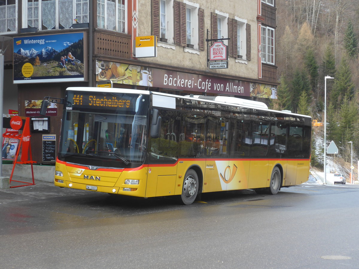 (213'919) - PostAuto Zentralschweiz - Nr. 1/OW 10'601 - MAN (ex Dillier, Sarnen Nr. 1) am 19. Januar 2020 beim Bahnhof Lauterbrunnen