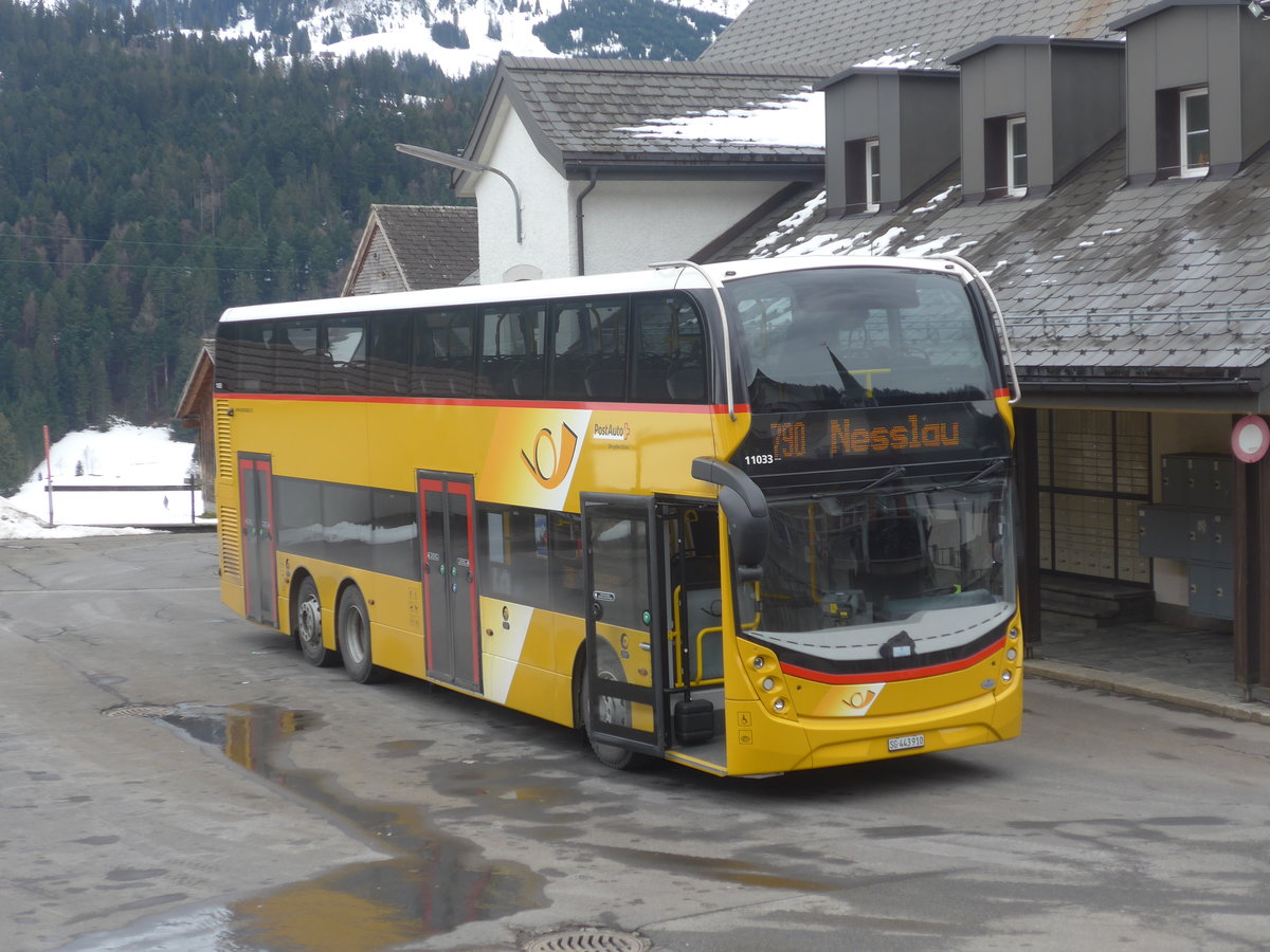 (214'060) - PostAuto Ostschweiz - SG 443'910 - Alexander Dennis am 1. Februar 2020 in Wildhaus, Dorf