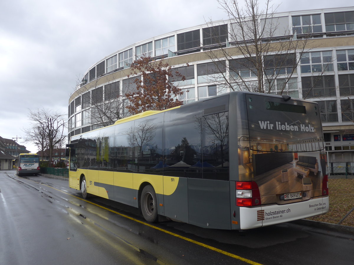 (214'098) - STI Thun - Nr. 401/BE 849'401 - MAN am 2. Februar 2020 bei der Schifflndte Thun