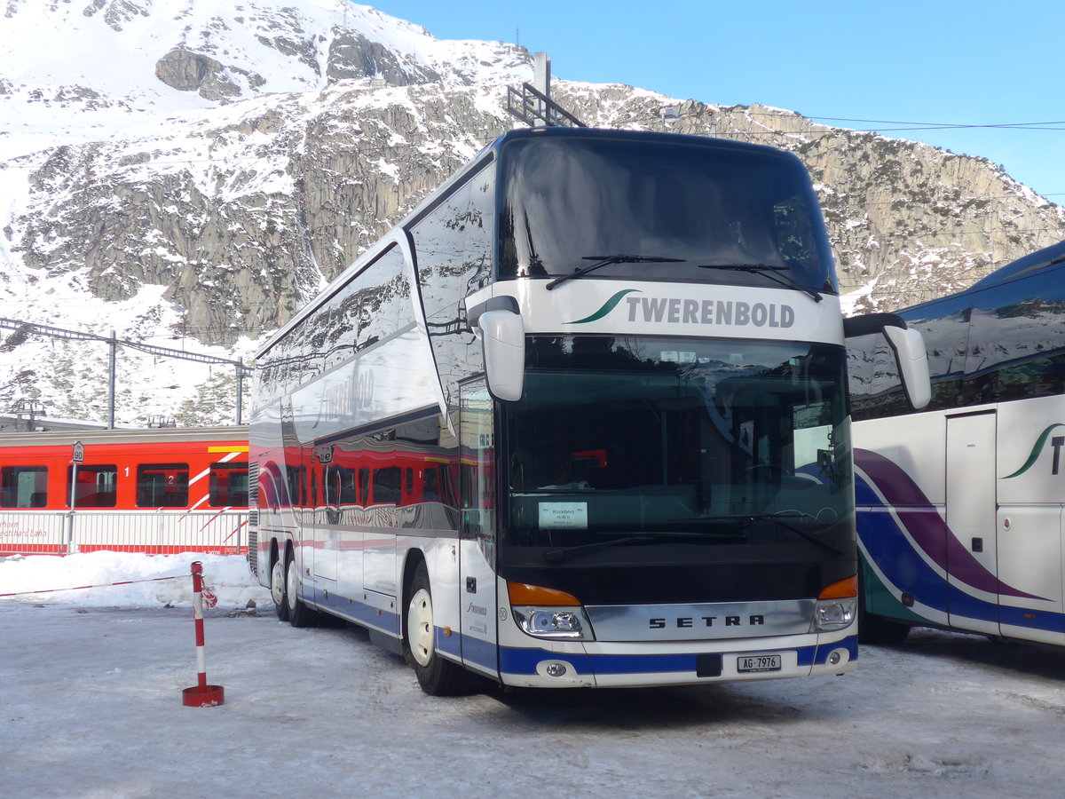 (214'148) - Twerenbold, Baden - Nr. 50/AG 7976 - Setra am 9. Februar 2020 beim Bahnhof Andermatt