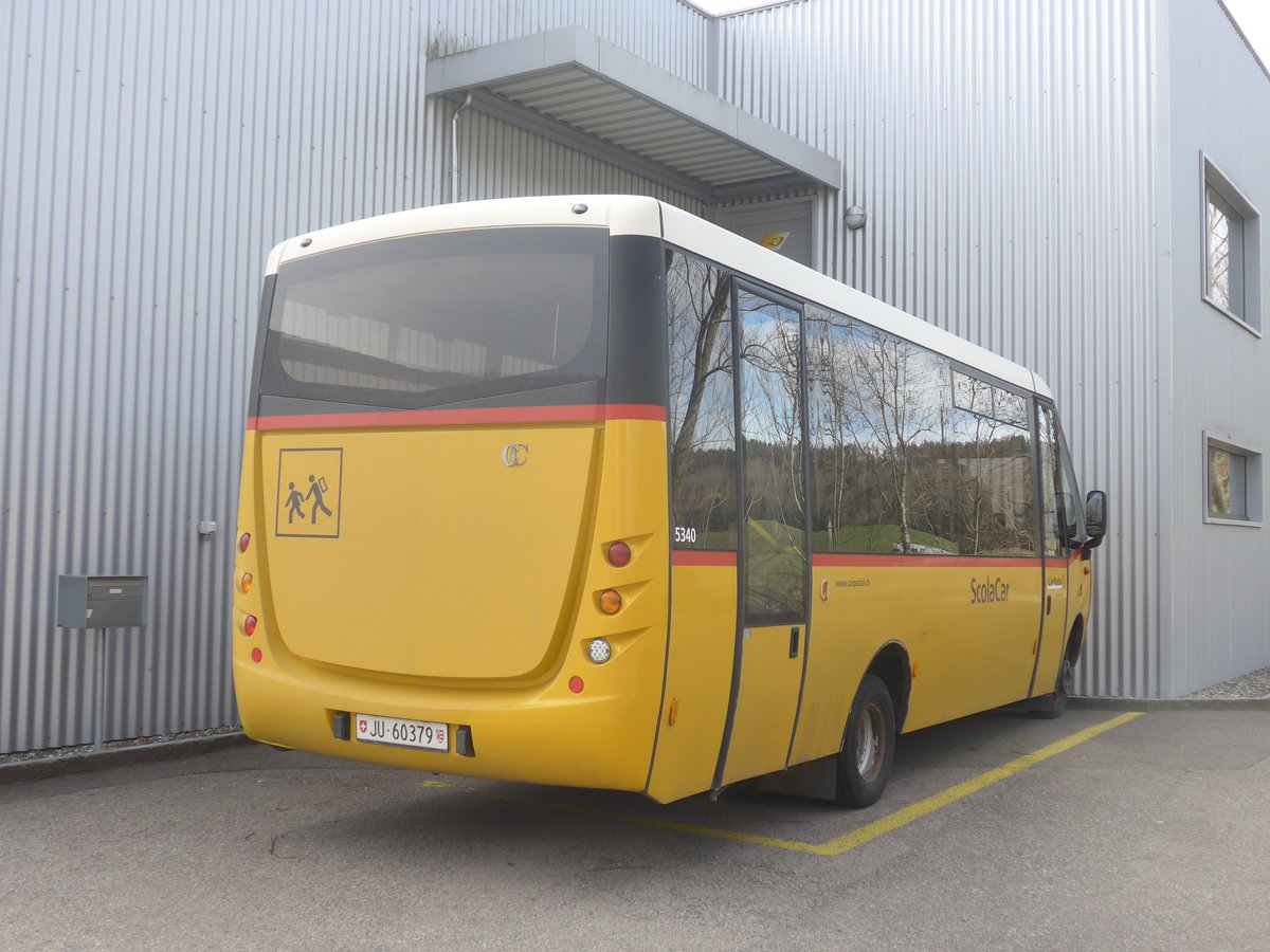 (214'293) - CarPostal Ouest - JU 60'379 - Cacciamali (ex VD 254'615) am 16. Februar 2020 in Develier, Garage