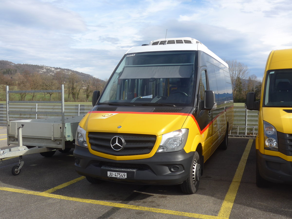 (214'301) - CarPostal Ouest - JU 47'549 - Mercedes (ex Nr. 2) am 16. Februar 2020 in Develier, Parkplatz