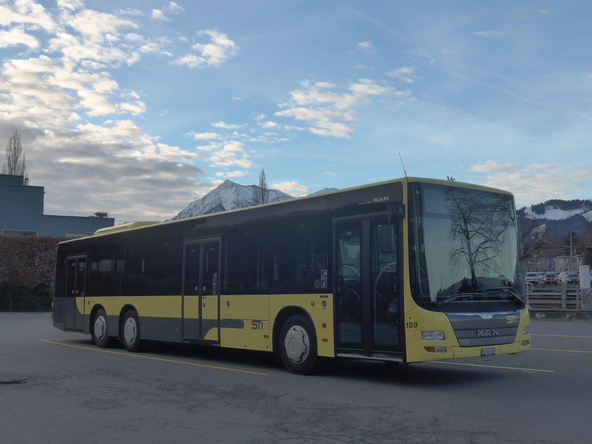 (214'553) - STI Thun - Nr. 189/BE 804'189 - MAN am 20. Februar 2020 bei der Schifflndte Thun