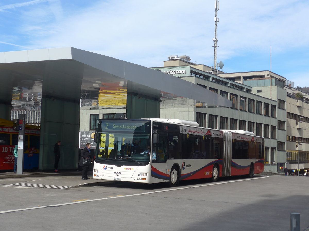 (214'653) - RVBW Wettingen - Nr. 156/AG 18'642 - MAN am 20. Februar 2020 beim Bahnhof Baden