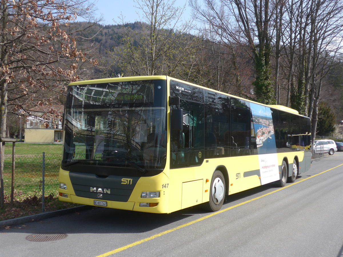 (215'354) - STI Thun - Nr. 147/BE 801'147 - MAN am 21. Mrz 2020 bei der Schifflndte Thun