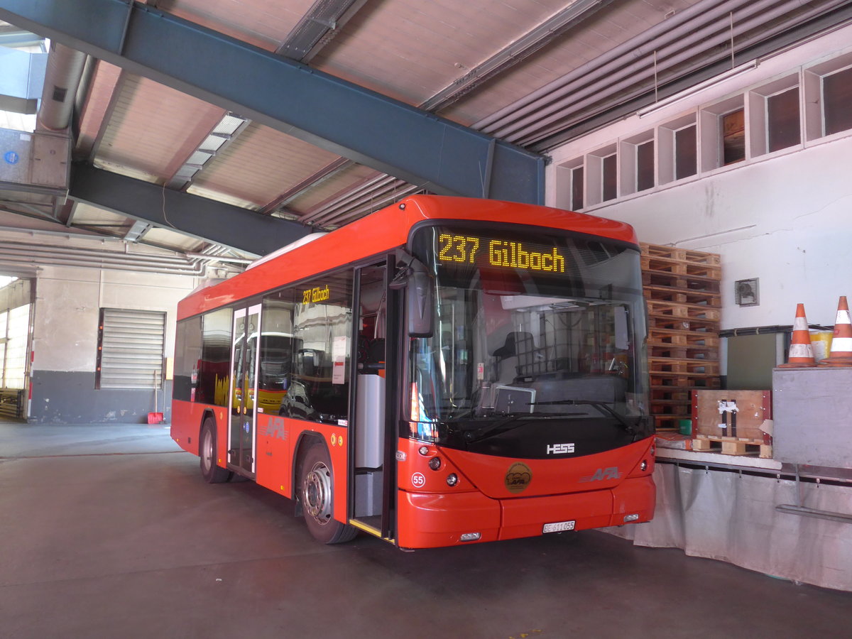 (215'524) - AFA Adelboden - Nr. 55/BE 611'055 - Scania/Hess am 25. Mrz 2020 in Adelboden, Busstation