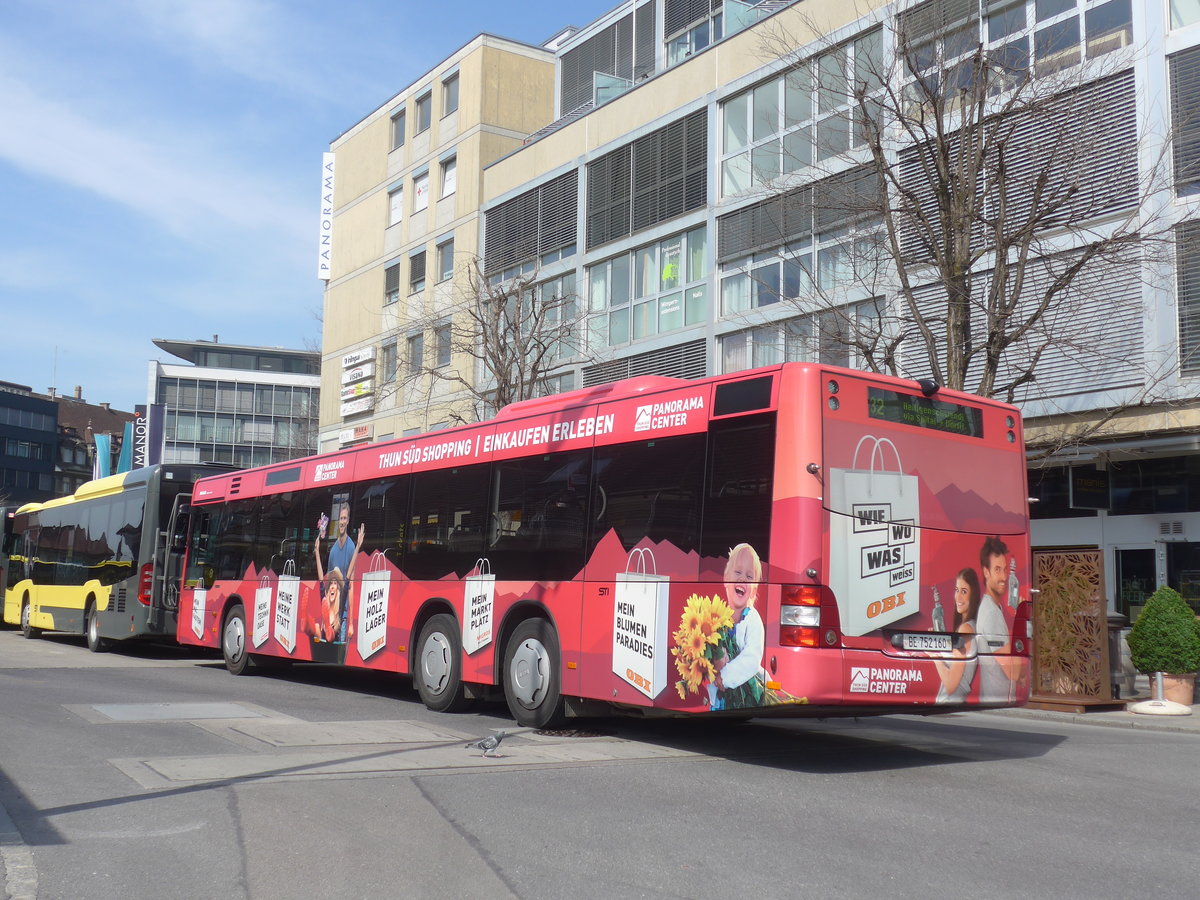 (215'617) - STI Thun - Nr. 160/BE 752'160 - MAN am 27. Mrz 2020 beim Bahnhof Thun