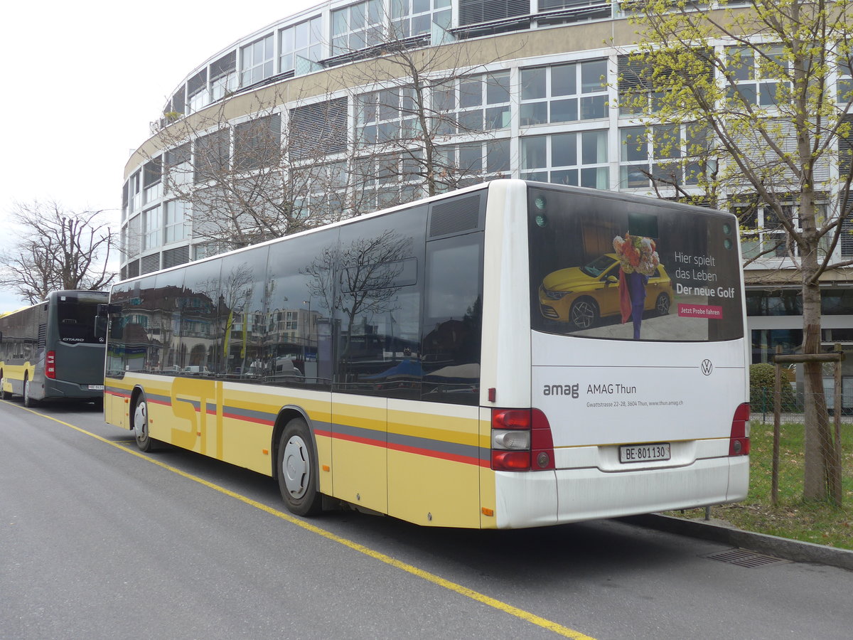 (215'685) - STI Thun - Nr. 130/BE 801'130 - MAN am 30. Mrz 2020 bei der Schifflndte Thun