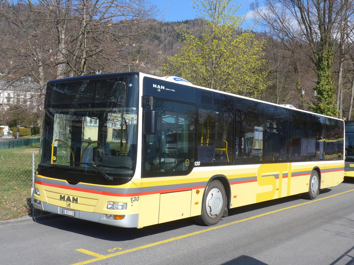 (215'760) - STI Thun - Nr. 130/BE 801'130 - MAN am 31. Mrz 2020 bei der Schifflndte Thun