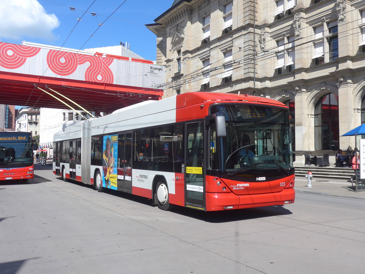 (218'778) - SW Winterthur - Nr. 103 - Hess/Hess Gelenktrolleybus am 18. Juli 2020 beim Hauptbahnhof Winterthur