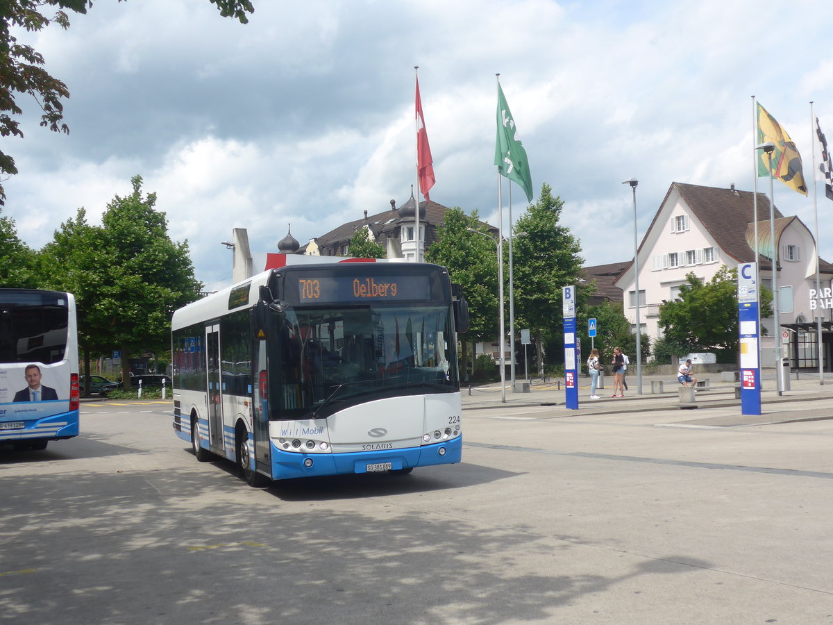 (219'116) - WilMobil, Wil - Nr. 224/SG 381'889 - Solaris am 26. Juli 2020 beim Bahnhof Wil