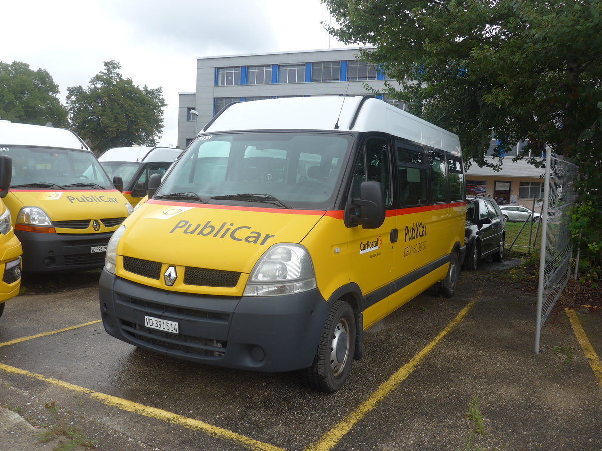 (220'293) - CarPostal Ouest - VD 391'514 - Renault am 30. August 2020 in Yverdon, Garage