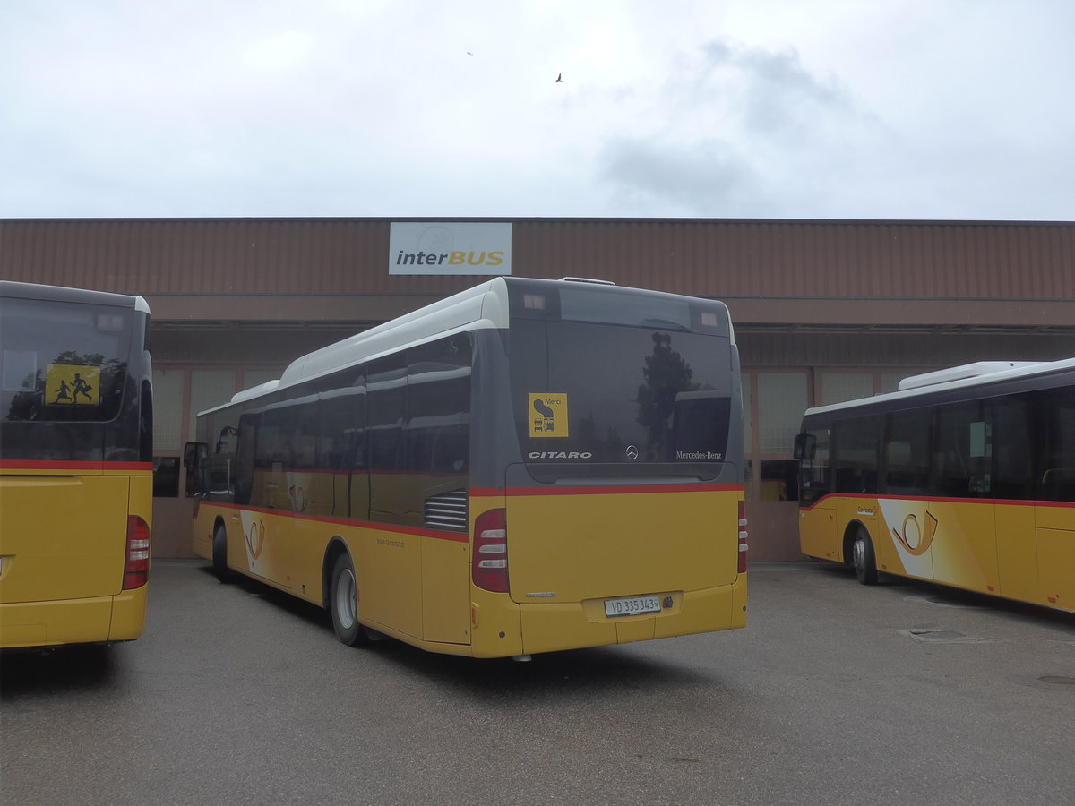 (220'319) - CarPostal Ouest - VD 335'343 - Mercedes am 30. August 2020 in Yverdon, Garage