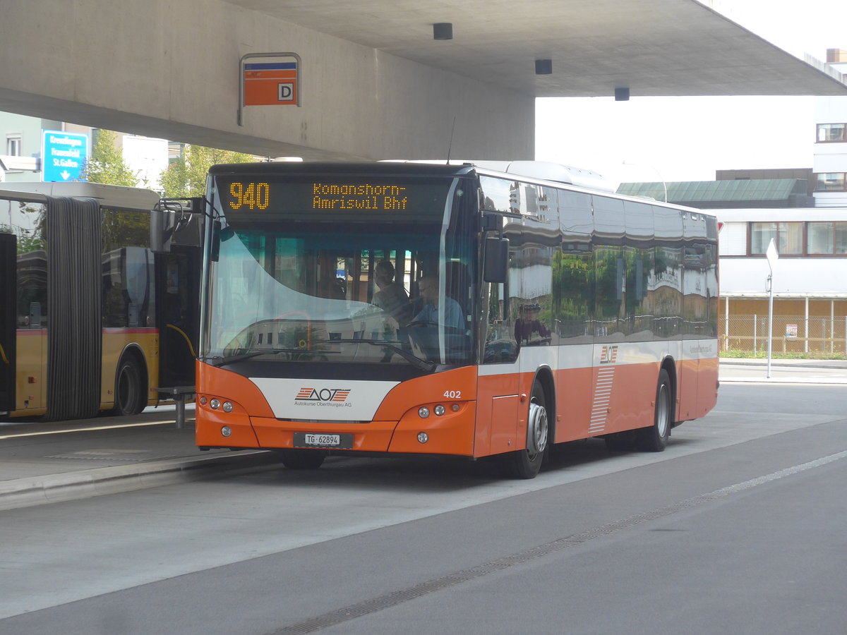 (221'197) - AOT Amriswil - Nr. 402/TG 62'894 - Neoplan (ex Nr. 6) am 24. September 2020 in Arbon, Bushof