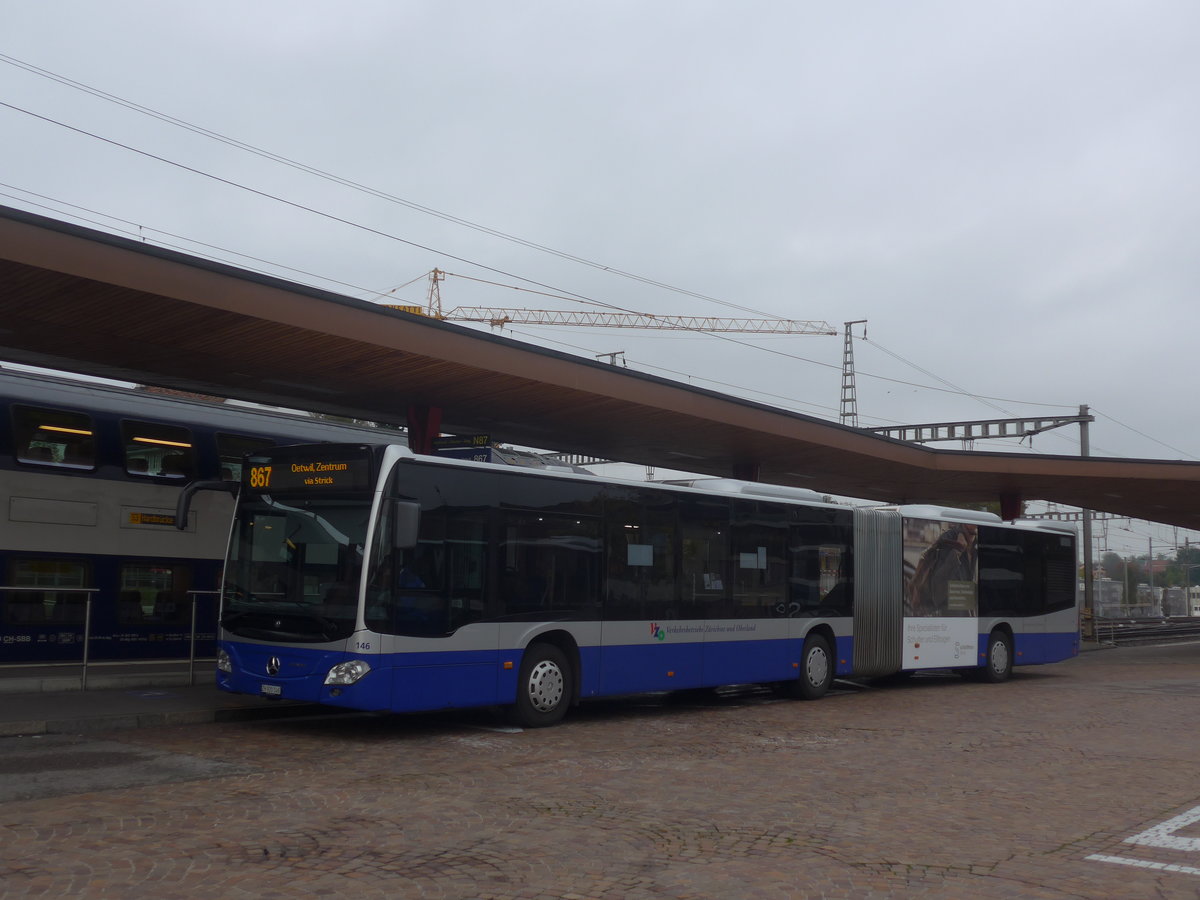 (221'781) - VZO Grningen - Nr. 146/ZH 920'146 - Mercedes am 12. Oktober 2020 beim Bahnhof Wetzikon