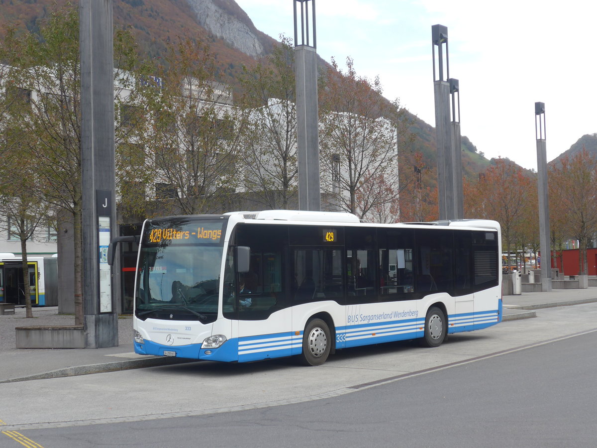 (222'352) - BSW Sargans - Nr. 333/SG 288'661 - Mercedes am 22. Oktober 2020 beim Bahnhof Sargans