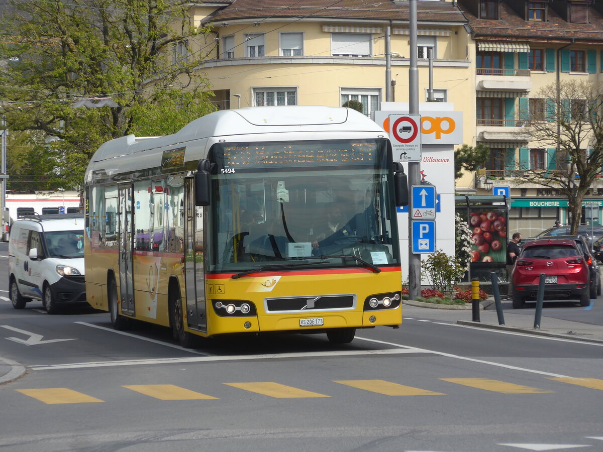 (225'161) - TPC Aigle - Nr. CP23/VS 206'173 - Volvo am 19. April 2021 beim Bahnhof Villeneuve