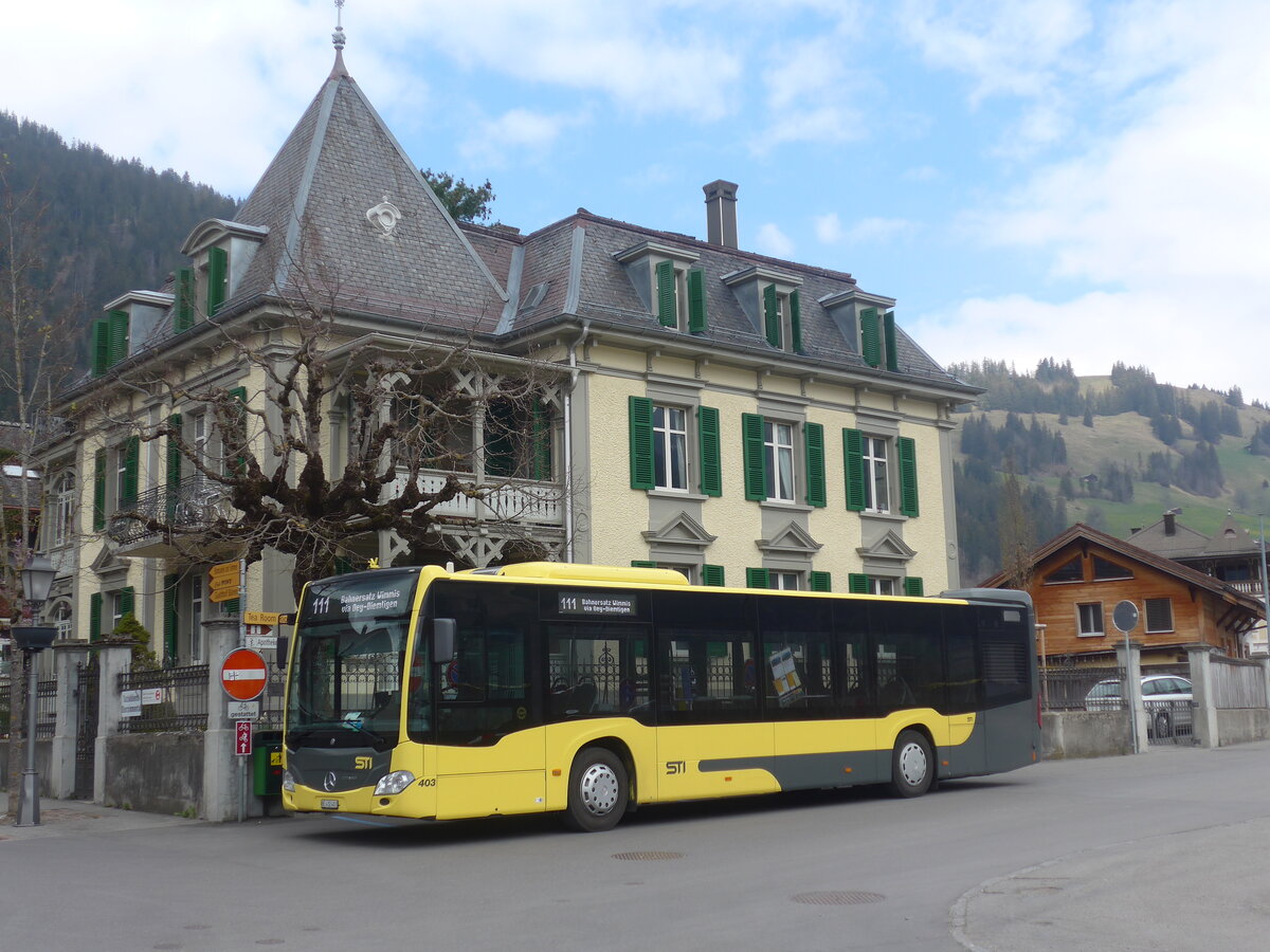 (225'295) - STI Thun - Nr. 403/BE 432'403 - Mercedes am 27. April 2021 beim Bahnhof Zweisimmen