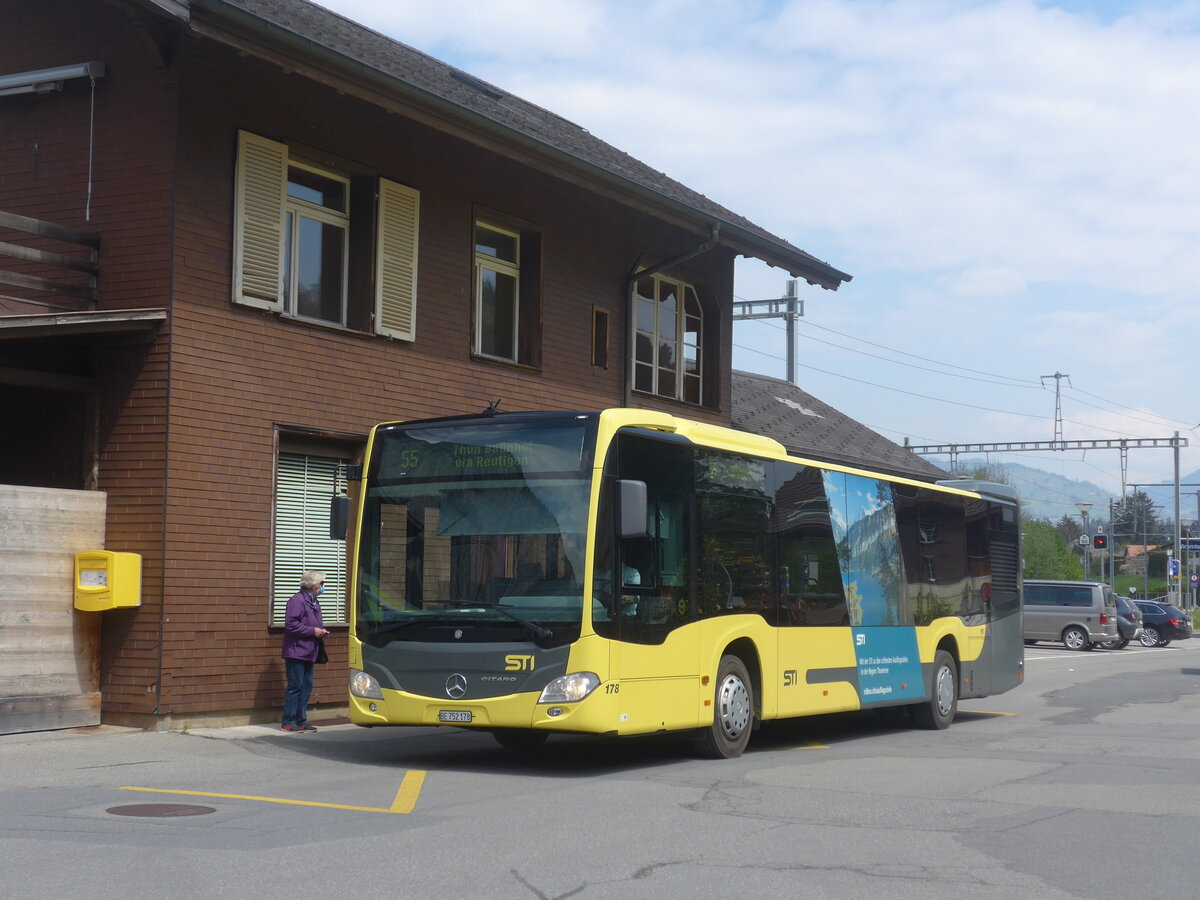 (225'316) - STI Thun - Nr. 178/BE 752'178 - Mercedes am 27. April 2021 beim Bahnhof Wimmis