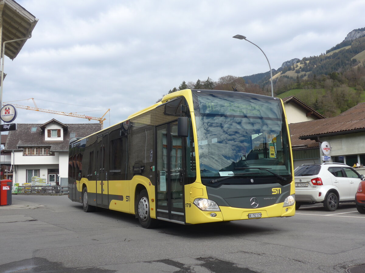 (225'329) - STI Thun - Nr. 179/BE 752'179 - Mercedes am 30. April 2021 beim Bahnhof Oey-Diemtigen